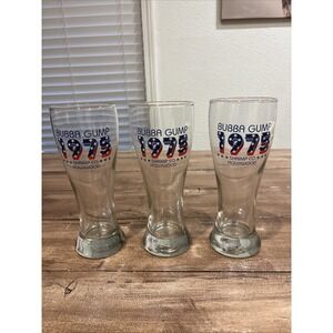Bubba Gump Shrimp Co 1975 Beer Glasses Mall Of America Set Of 3 20 oz. 8 3/4"